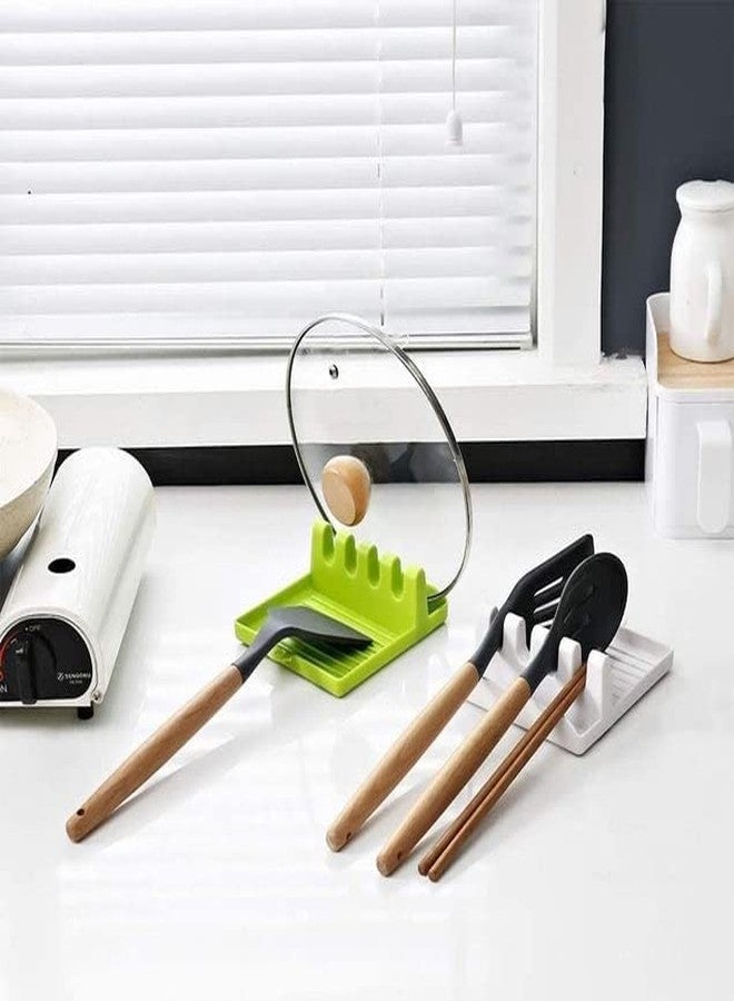 Bhuma Spoon Holder Spatula Holder for Kitchen Spoon Rest Cooking Utensil Plastic Stand Pan Cover Lid Rack Pot Clips Support Ladle Organizer Tool (Random Color, 1 Pc's) - Image 5